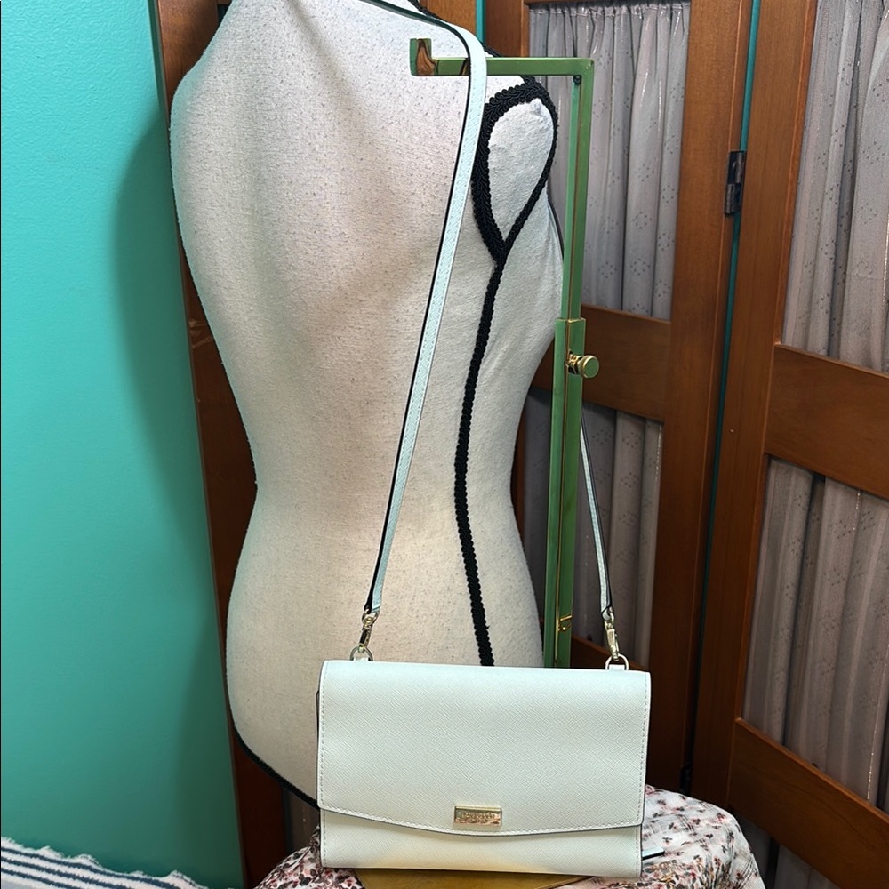 kate spade Cream Crossbody Wallet with Gold Hardware